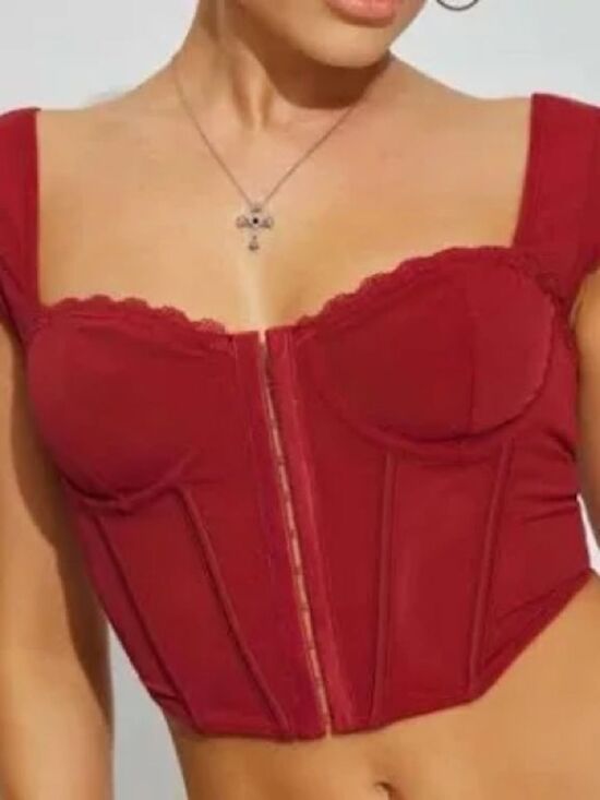 Garage Tops - Garage Red Corset-Style Bustier Top XL